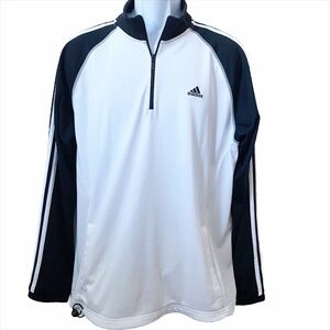 Adidas Golf 3-Stripes 1/4 zip warm-up pullover long sleeve jacket with pockets